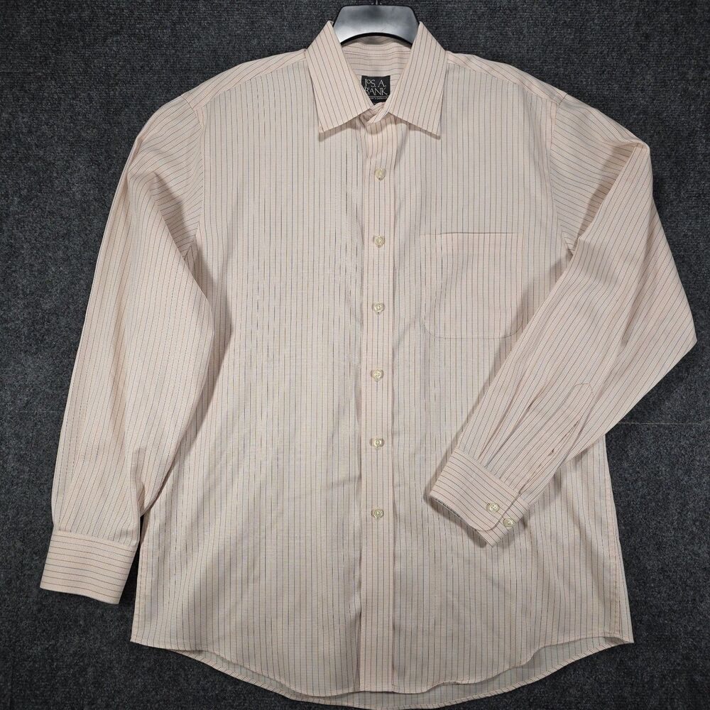 Jos. A. Bank Travelers Collection Tailored Fit Men's Large Dress Shirt Pinstripe